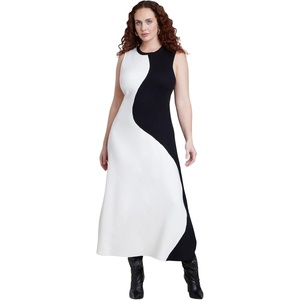 image:imageELOQUII Colorblocked Intarsia Knit Maxi DressCoconut Milk and Black
