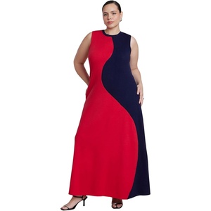 image:imageELOQUII Colorblocked Intarsia Knit Maxi DressRed and Navy