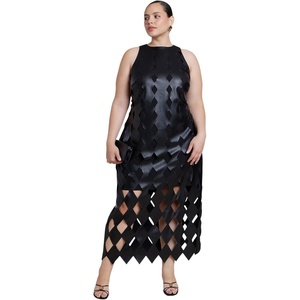 image:imageELOQUII DiamondCut Faux Leather Maxi DressBlack Onyx