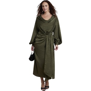 image:imageELOQUII Draped Jacquard Maxi DressOlive