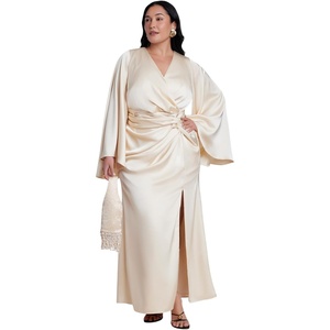 image:imageELOQUII Flare Sleeve Satin Maxi DressSandshell