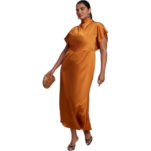 image:imageELOQUII FlutterSleeve Satin Midi DressPumpkin Spice