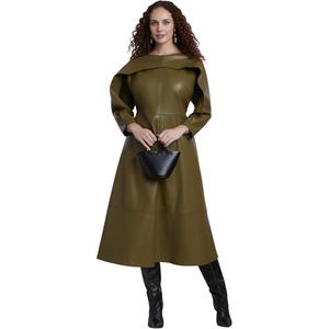image:imageELOQUII Rounded Sleeve Faux Leather Maxi DressMoss Brown