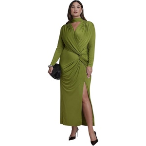 image:imageELOQUII Scarf Detail TwistFront Maxi DressWoodbine