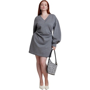 image:imageELOQUII Shirred French Terry Mini DressHeathered Charcoal