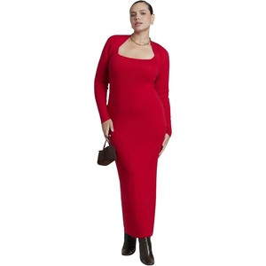 image:imageELOQUII Shrug Detail Knit Maxi DressRed