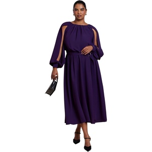 image:imageELOQUII Sleeve Detail Belted Maxi DressPurple Pennant