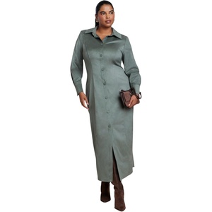 image:imageELOQUII Suede Shirt DressAgave Green