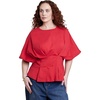 image:imageELOQUII Pleated Cinched Waist TopBarbados Cherry
