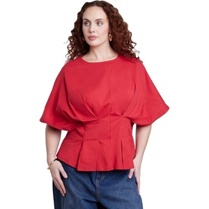 image:imageELOQUII Pleated Cinched Waist TopBarbados Cherry