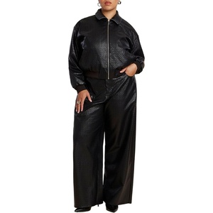 image:imageELOQUII Faux Leather Pintuck Straight Leg PantBlack Onyx