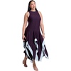 image:imageELOQUII Contrast Satin Godet Maxi DressPotent Purple