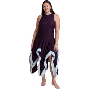 image:imageELOQUII Contrast Satin Godet Maxi DressPotent Purple