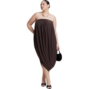 image:imageELOQUII Strapless Draped Midi DressChocolate Brown