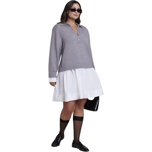image:imageELOQUII Twofer Mini Shirt DressGrey and White