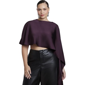 image:imageELOQUII Cropped Satin Cape TopPlum Purple