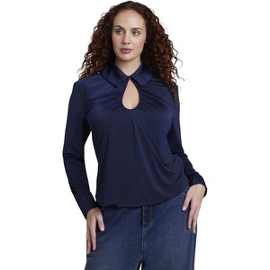 image:imageELOQUII Shirred Cutout TopRich Navy