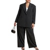 image:imageELOQUII Wide Leg Pinstripe TrouserGrey and White