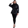 image:imageFaux Leather Funnel Neck CinchedWaist JacketBlack Onyx