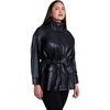 image:imageFaux Leather Funnel Neck CinchedWaist JacketBlack Onyx
