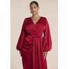 image:imageELOQUII Pleated Satin Sleeve Maxi DressSavvy Red