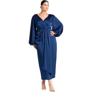 image:imageELOQUII Pleated Satin Sleeve Maxi DressSavvy Red